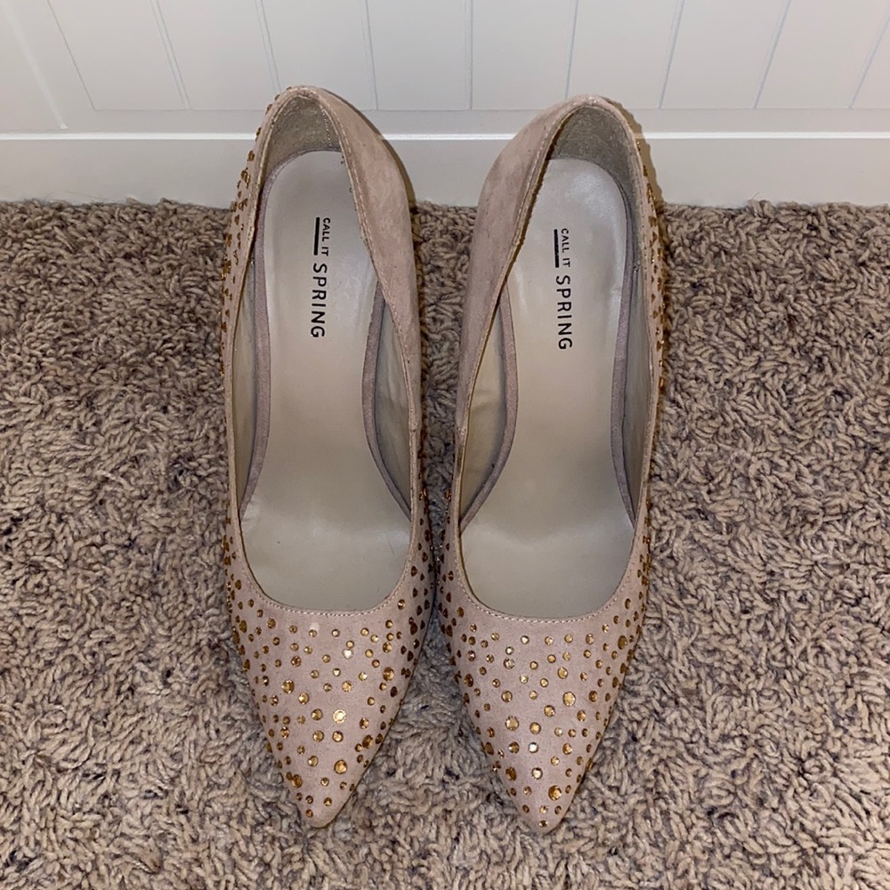 Call It Spring rhinestone nude heels